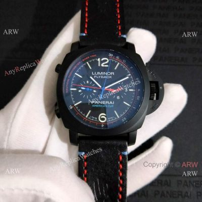 Copy Panerai PAM725 Luminor Amercia's Cup Flyback Watch Blacksteel